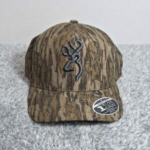 Browning Buckmark Logo Mossy Oak Bottomland Camo Cupped Up Snapback Hat Cap NWT